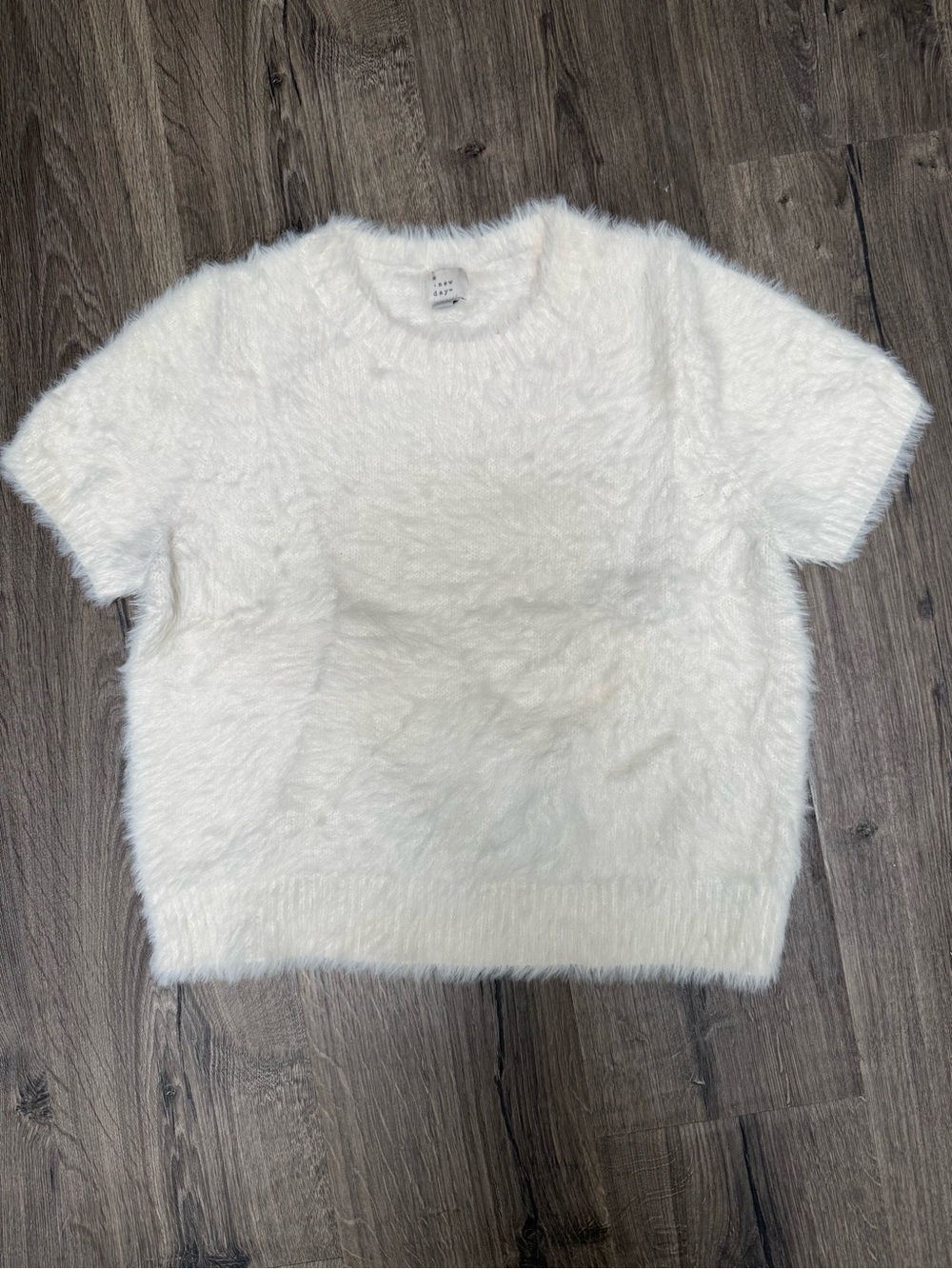 Faux fur fuzzy Short-Sleeve Sweater